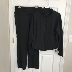Jockey Yoga Jacket &  High Rise Cross Waist Pant Matching Set Size XL Black